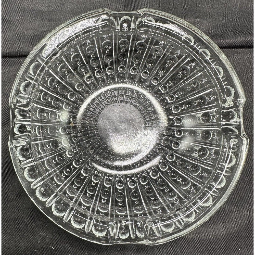 Vintage 5.75" Hobnail Clear Glass Tobacco Cigar Ashtray Round Art Deco Style
